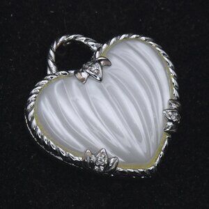 Judith Ripka - Sterling Silver Mother of Pearl & CZ Heart Pendant
